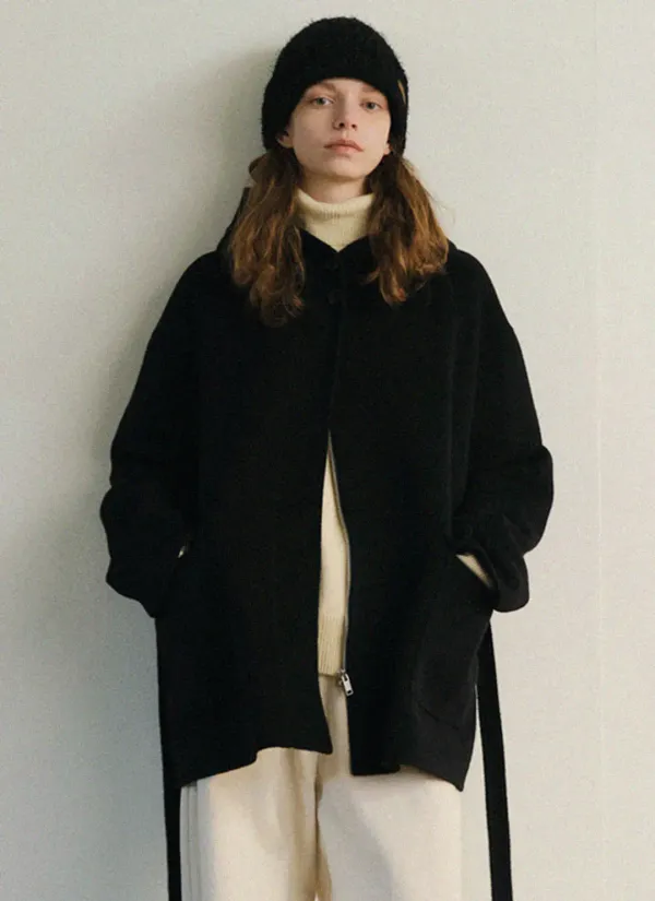 Cashmere Preau Handmade Coat (Black)