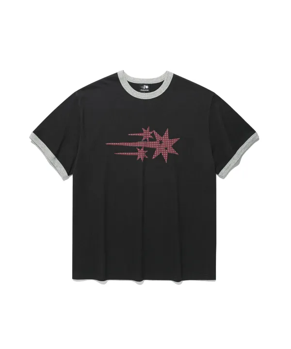 check 3star basic ringer tee[charcoal]
