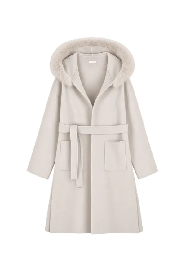 [wonniehouse X kleesier] Lilac merino wool coat, Beige