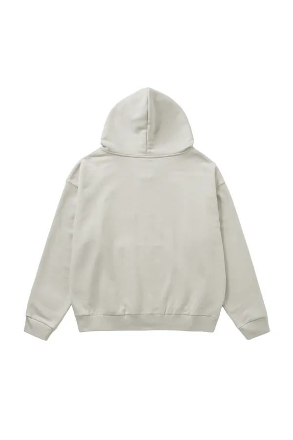 APPLIQUE ABLE OVERSIZE HOOD ZIP UP IN GREY