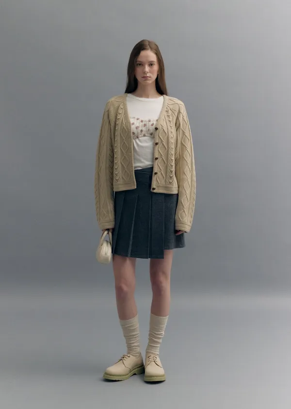V-NECK SKASHI CARDIGAN (sand beige)