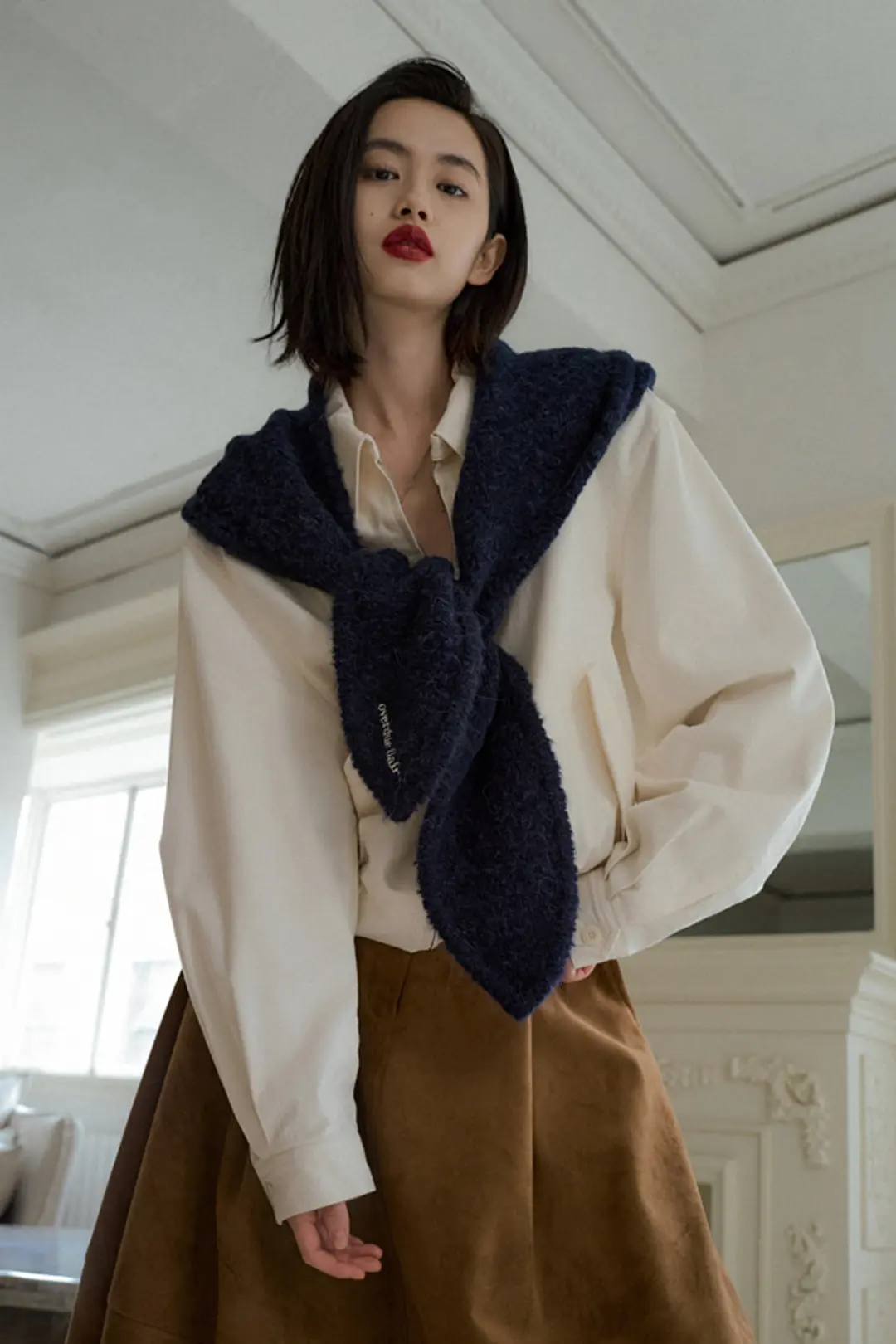 오버듀플레어 KNIT HOODED MUFFLER_NAVY 상품 이미지 2