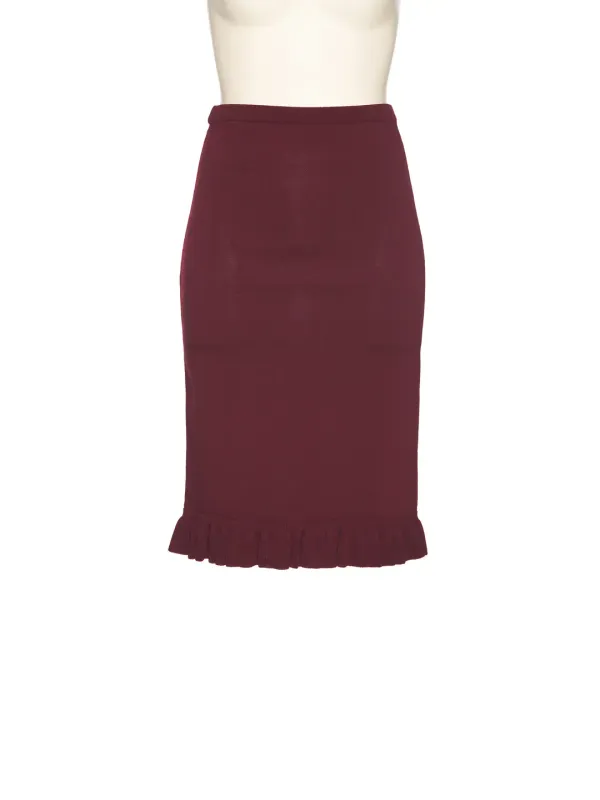 PS25 WINE FRILL TRIM LONG KNIT SKIRT