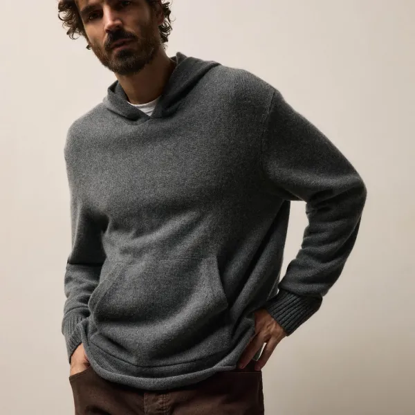 Recycled Cashmere Hooded Pullover - Flannel