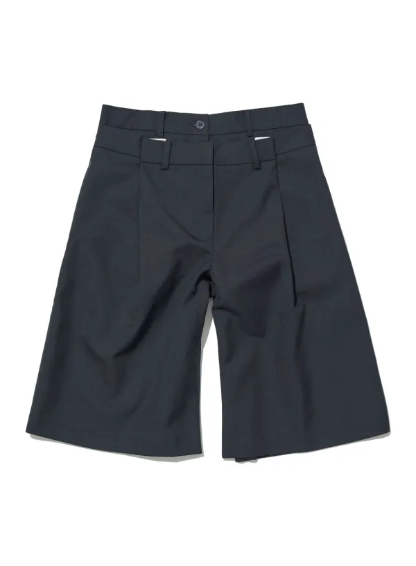 [WOMEN] DOUBLE-LAYER WAIST BERMUDA PANTS_CHARCOAL