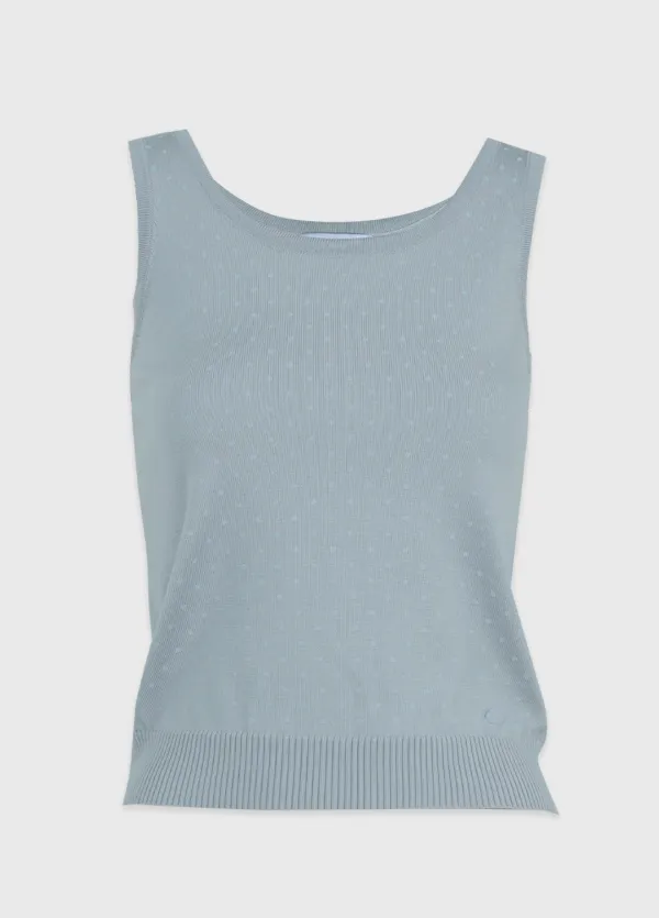  [44-120]  Nevir Dot Sleeveless Knit  네베르 도트 슬리브리스 니트 (여름-데일리룩-캐주얼룩-니트-슬리브리스-리오셀-도트나시-도트-도트니트-유넥-유넥니트-나시니트-빅사이즈-자체제작) 