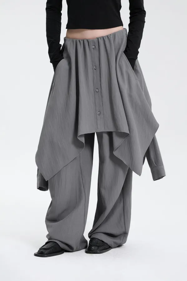 Shirt-Layered Pants [ Gray ]