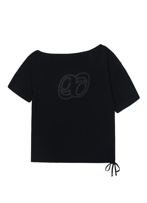KIKI BOXY SHIRRING TEE / BLACK