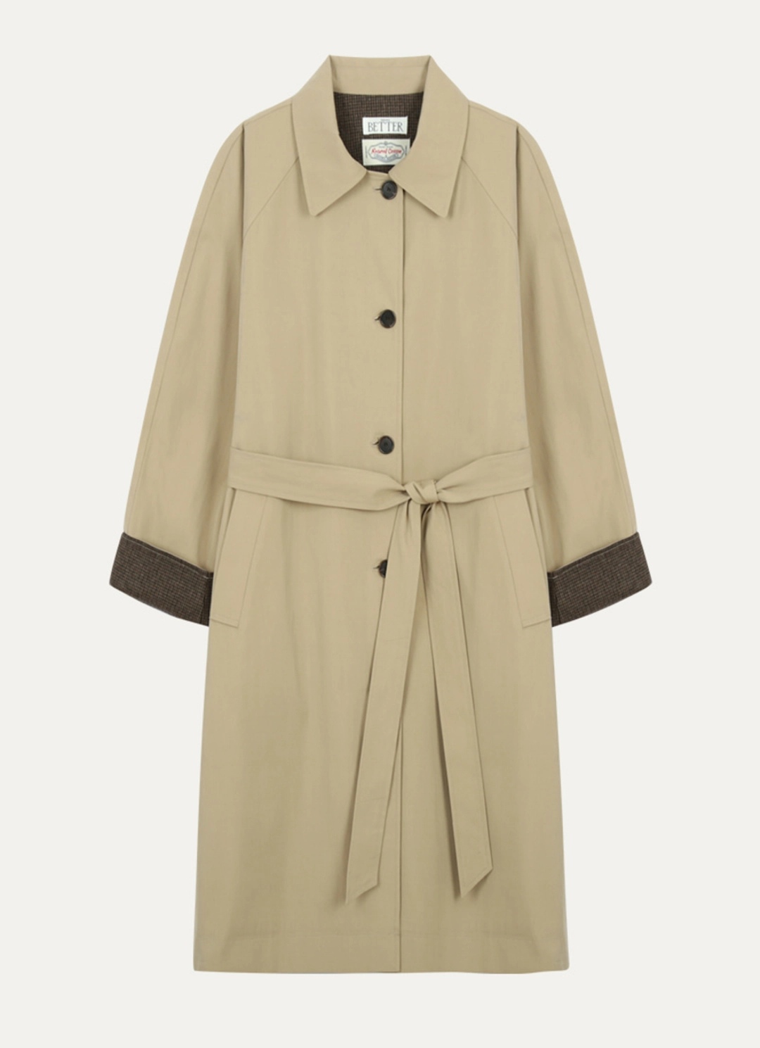 노운베러 Check-pointed trench coat [KNFW03CT01]_Beige 상품 이미지 3