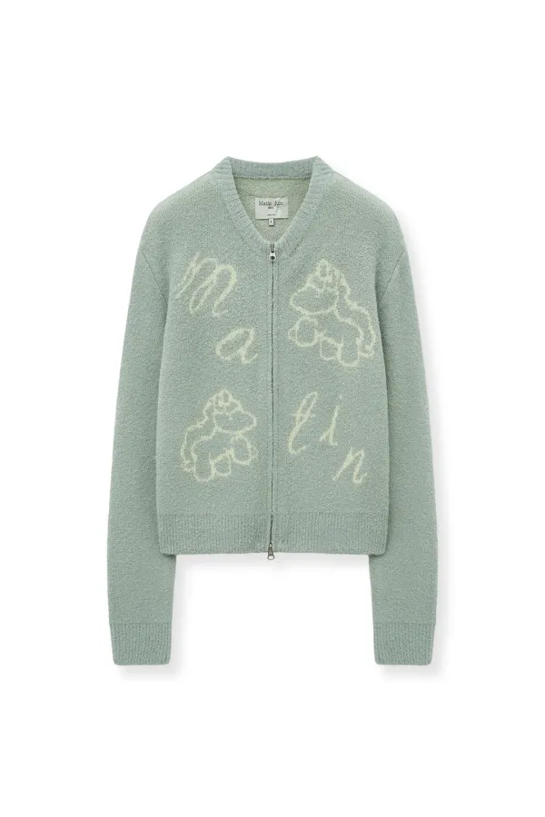 MATIN PONI CONI KNIT ZIP UP IN MINT