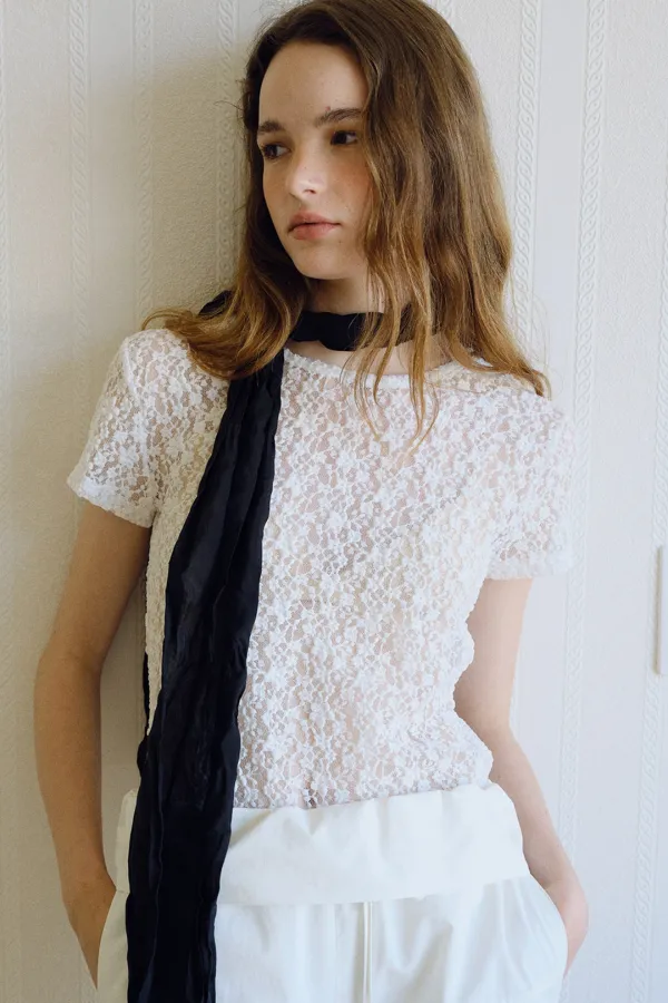 two-way scoop neck lace t-shirt (2colors)