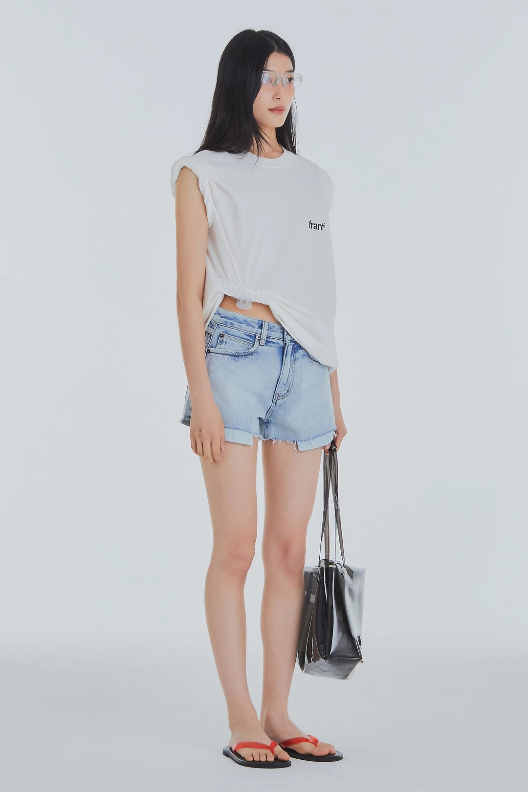 프랜틱서비스 디스트로이드 데님 쇼츠 - 라이트블루 상품 이미지 3
