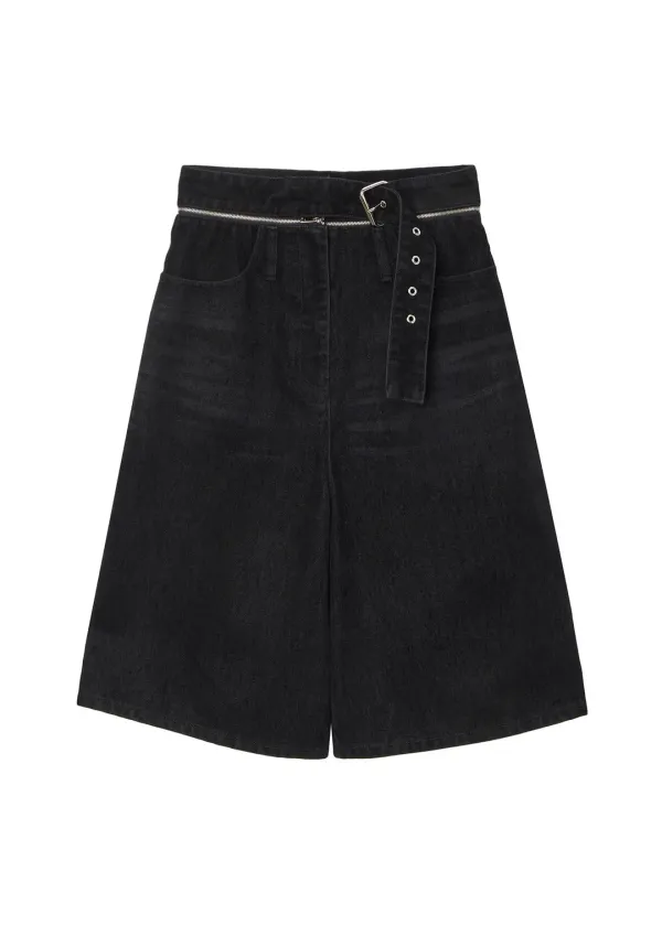 VELVET WAIST-DETACHABLE SHORTS (BLACK)