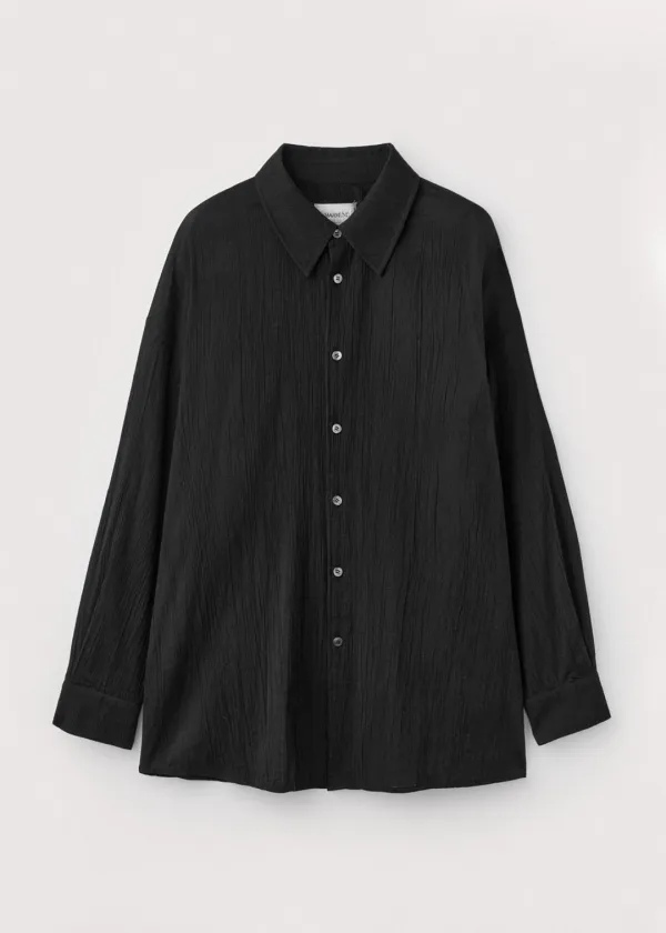 Crinkled cotton shirts_Black