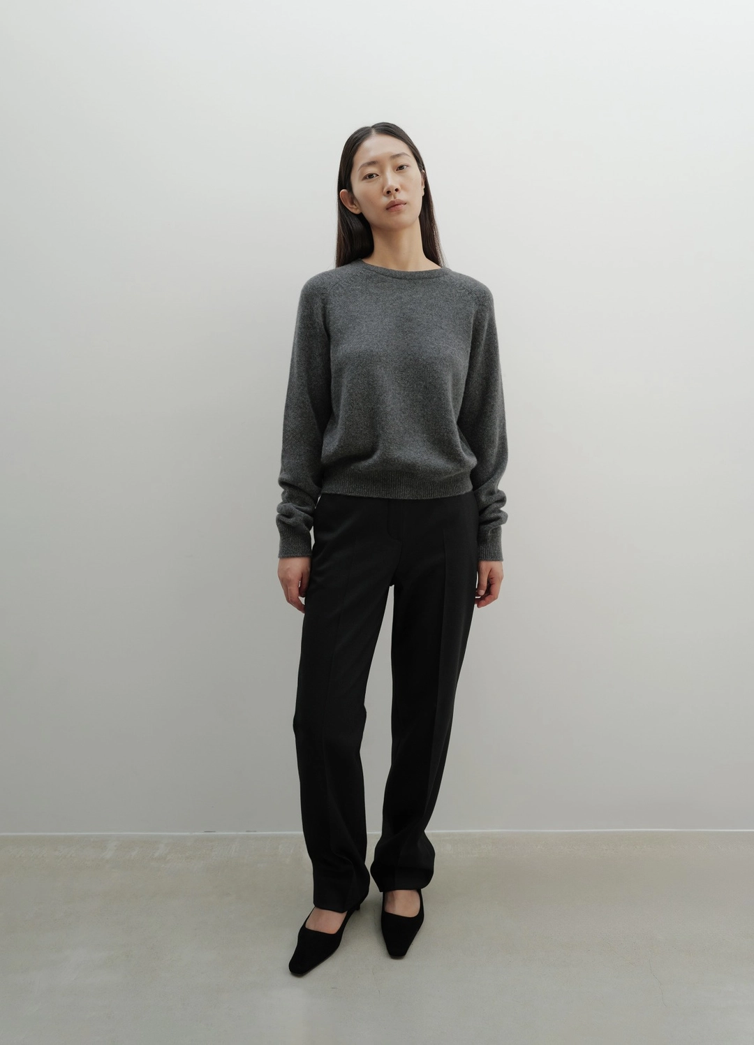 렉스핑거마르쉐 Pure Cashmere Round Knit / Charcoal 상품 이미지 1
