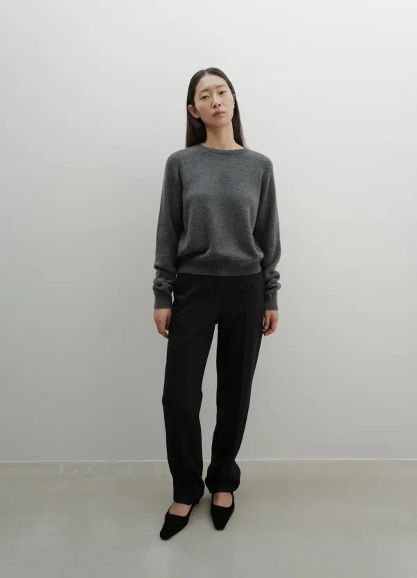 Pure Cashmere Round Knit / Charcoal