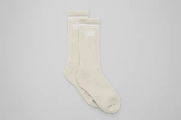 Unisex Throwback Sock - Bone/White