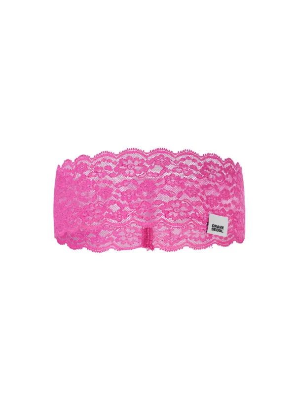 LACE VEIL HEADBAND_HOT PINK