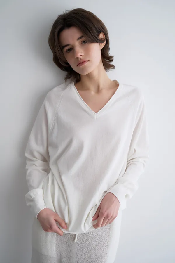 marsh classic v-neck knit_white