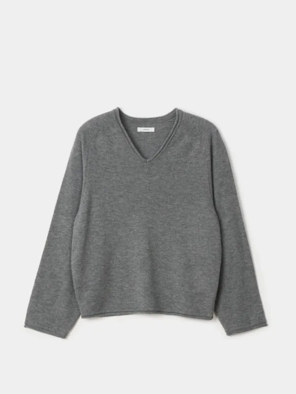 2nd /Serene V-neck Wool Knit (melange grey)
