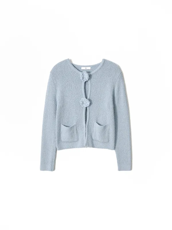 Double Corsage Cardigan Sky Blue