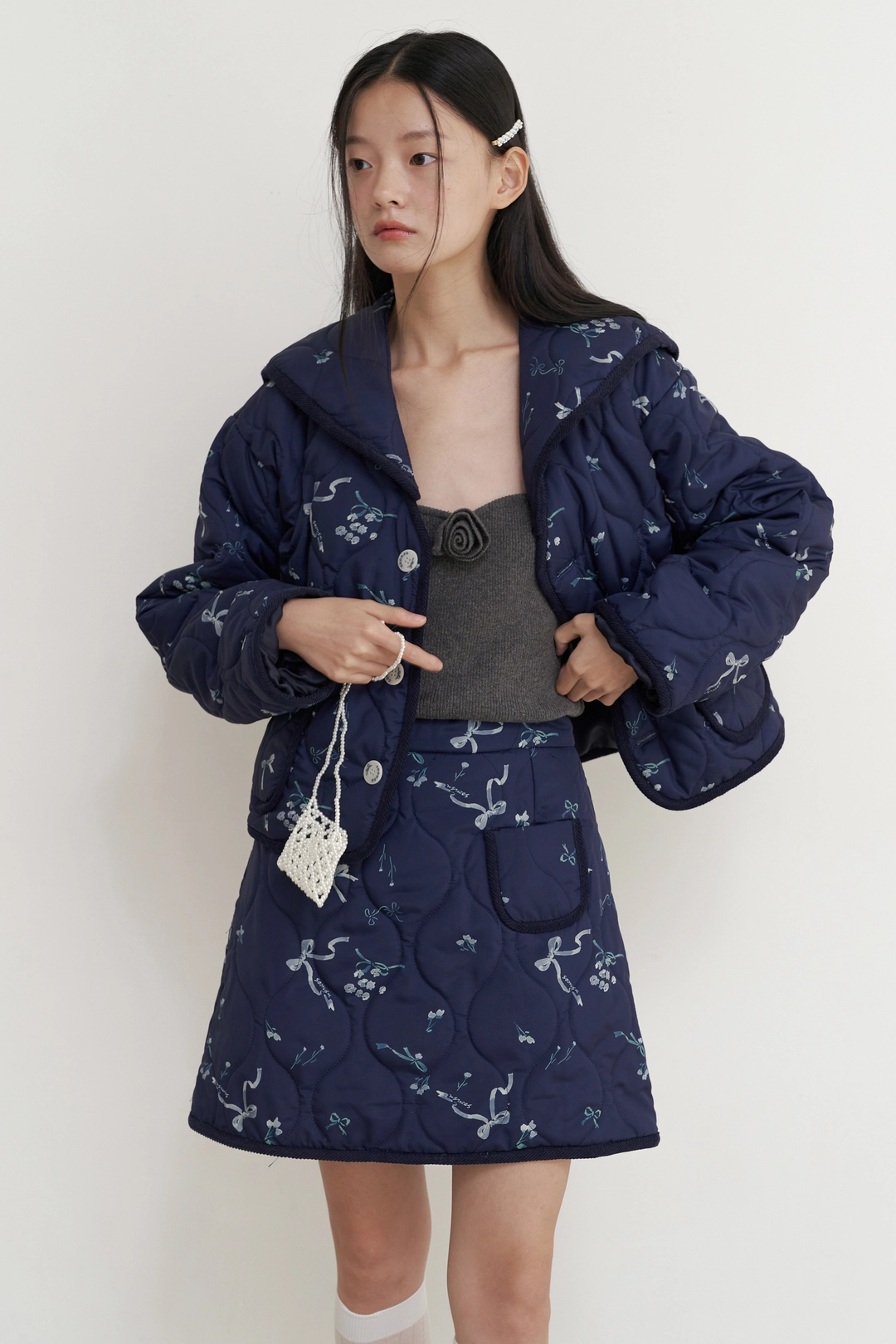 순수 Drawing Padded Skirt (Ink Navy) 상품 이미지 1