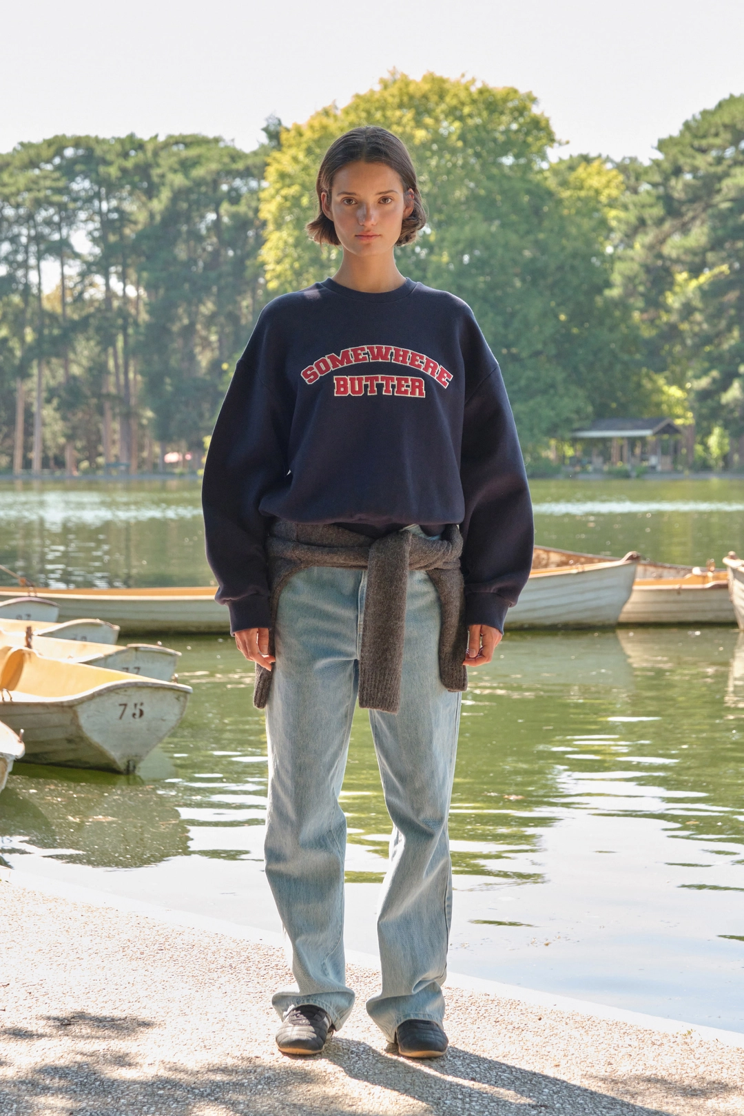 썸웨어버터 Square Logo Sweatshirt - Navy 상품 이미지 2