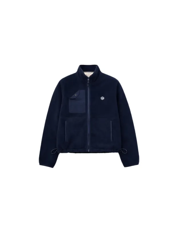 Round Pocket Fleece Jacket Navy_F263JP01