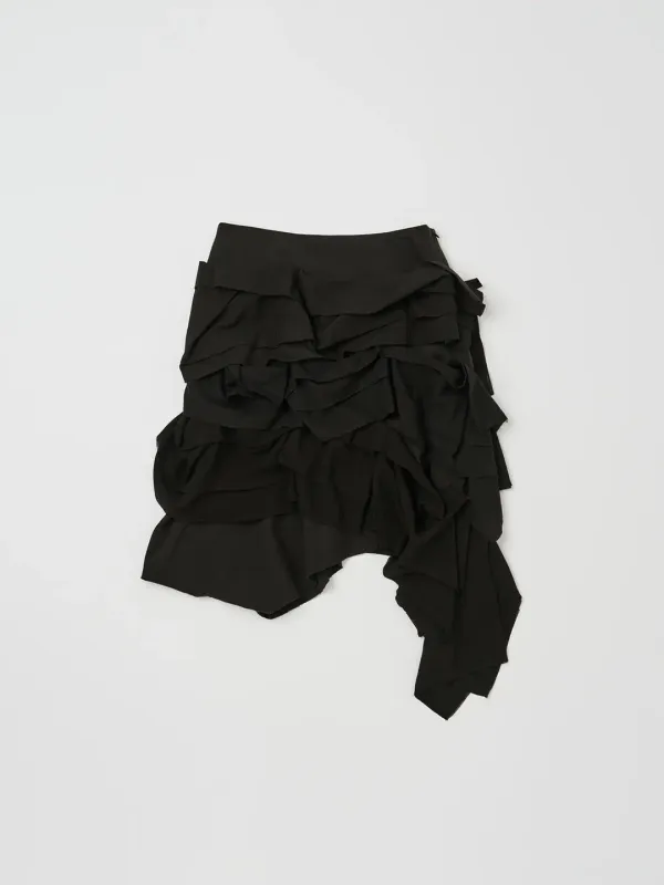 (EXCLUSIVE) RUFFLE MIDI SKIRT IN BLACK