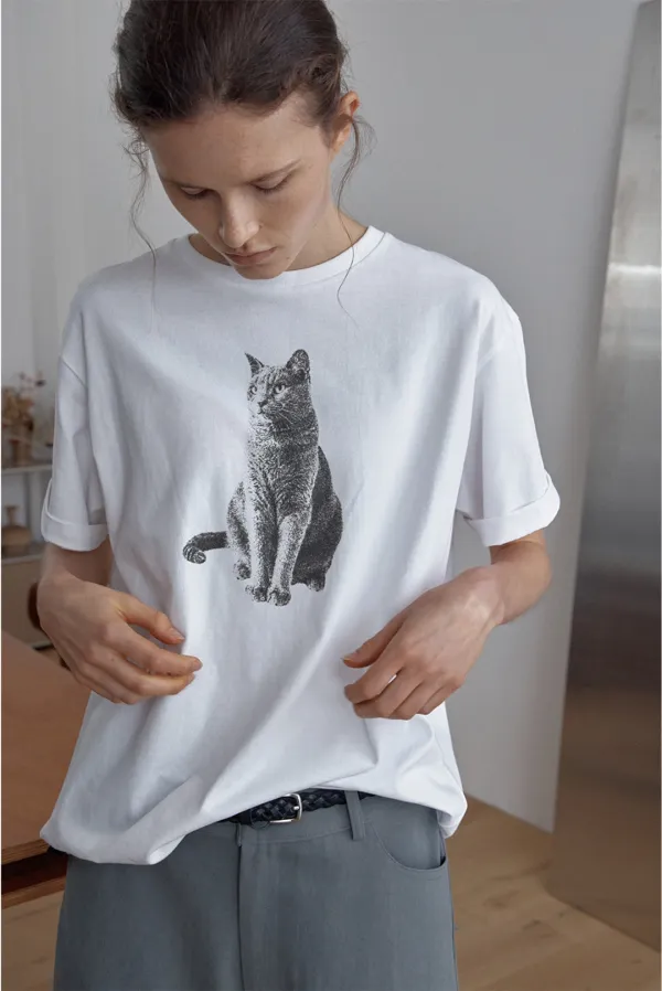 love cat tee - white