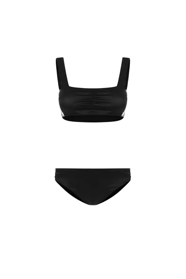 GLOSSY LACE BIKINI [BLACK]