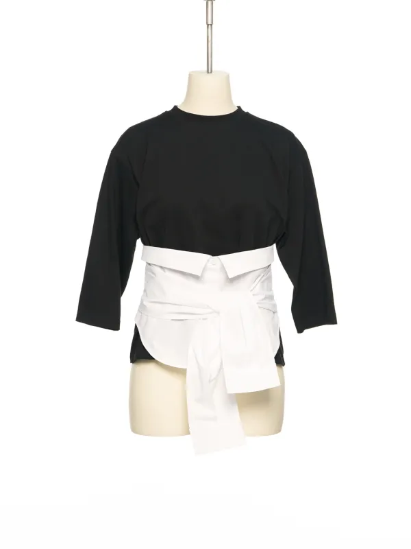 PS26 BLACK SHIRT BUSTIER COMBINATION TOP