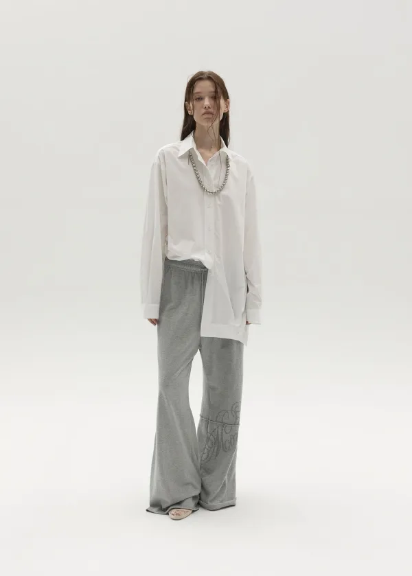 GRAPHIC FLARE SWEATPANTS (MELANGE GREY)