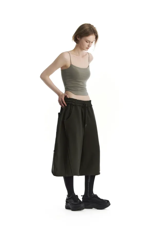 TMB Raw Cut Balloon Bermuda Set-Up Shorts [ Khaki ]