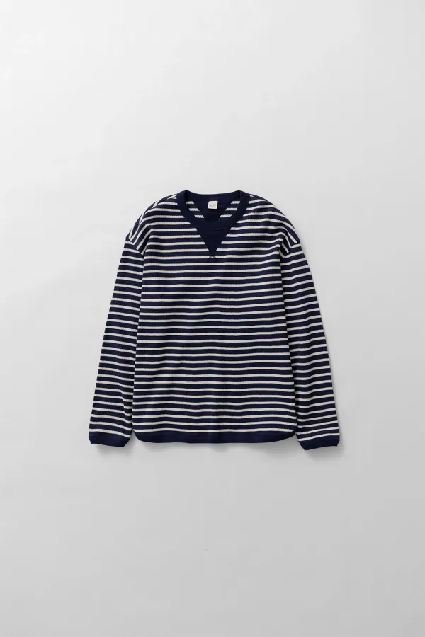 3rd) stripe waffle t-sh (navy)