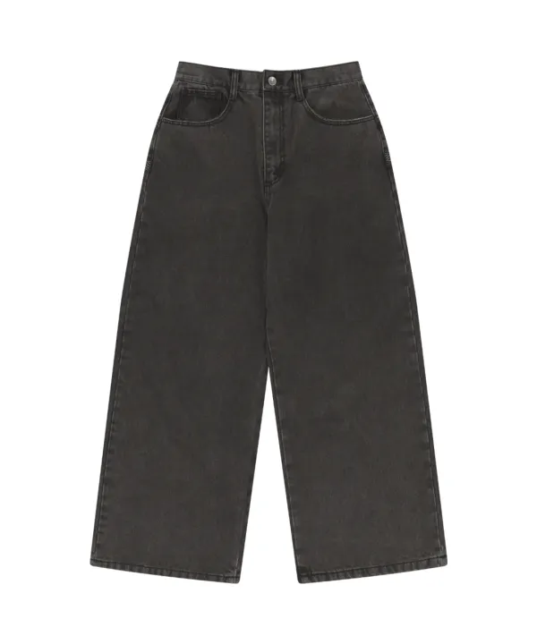 W STITCH DENIM PANTS BLACK