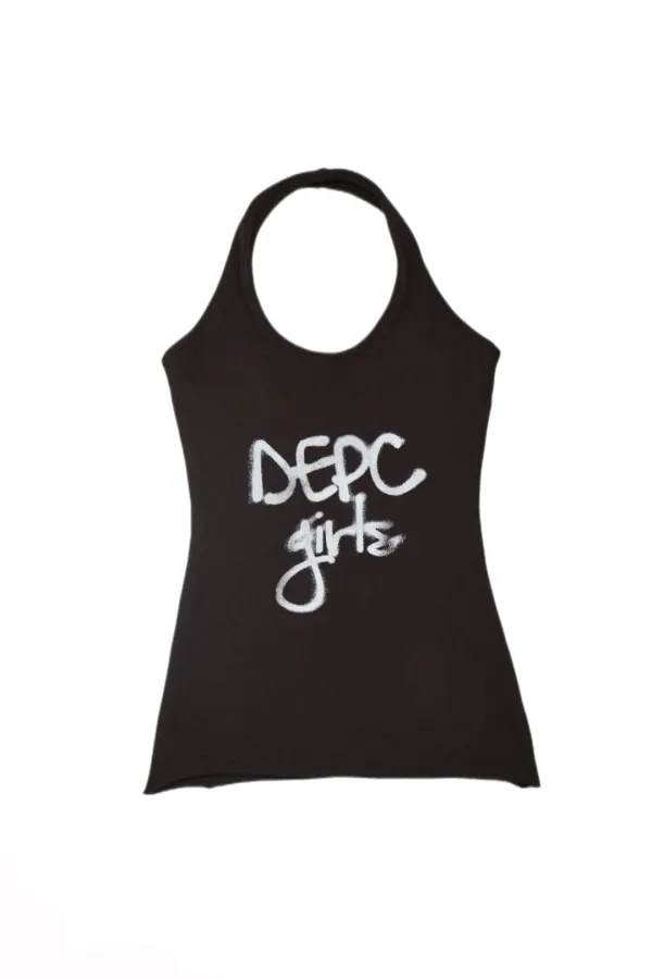 LOGO HALTER TOP - BROWN
