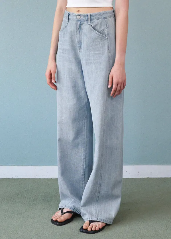  [25-36]  Drew Line Wide Denim Pants  드루 라인 와이드 데님 팬츠 (여름-데일리룩-캐주얼룩-출근룩-일상룩-빈티지-와이드-사이드절개-자체제작-빅사이즈) 