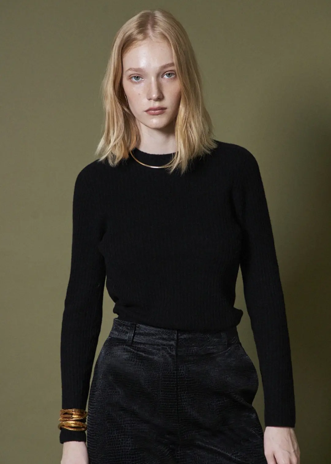 메종드이네스 RIBBED ROUND KNIT _BLACK 상품 이미지 2