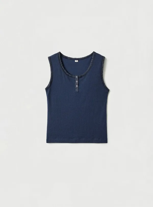 WASHED SLEEVELESS - NAVY