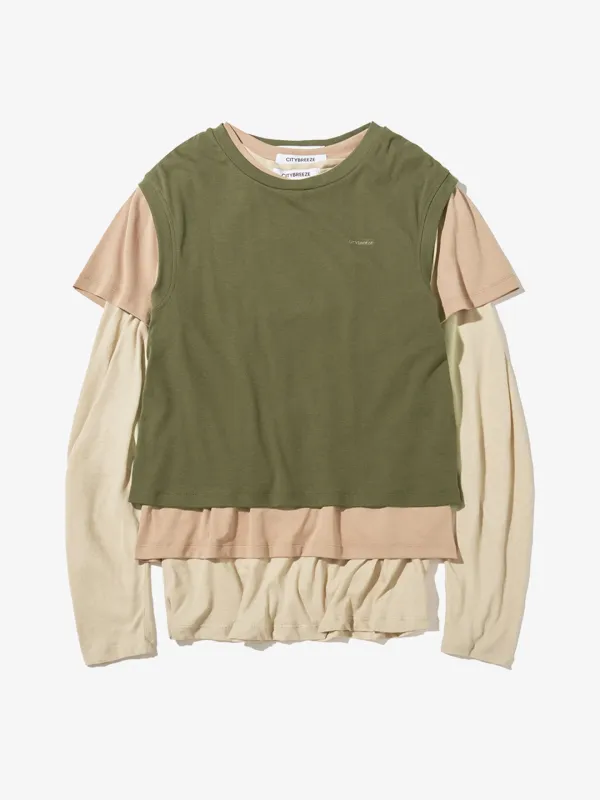 레이어드 티셔츠 팩_KHAKI
