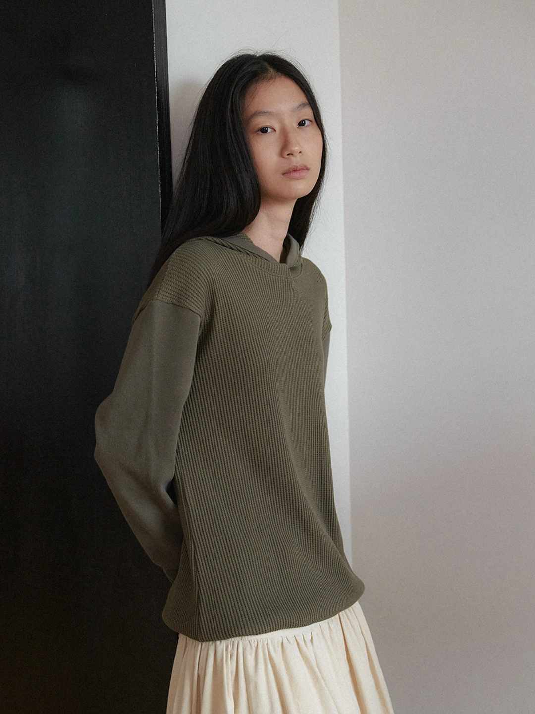 토콜 [26FW] Waffle Hooded Top - Khaki 상품 이미지 1