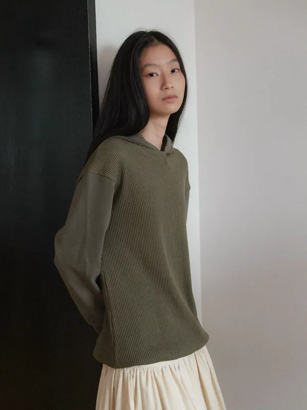[26FW] Waffle Hooded Top - Khaki