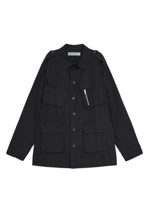 LOOSE FIT SAFARI JACKET, BLACK