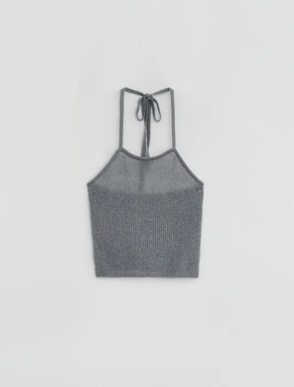 ALPACA HALTER KNIT [ASH BLUE]
