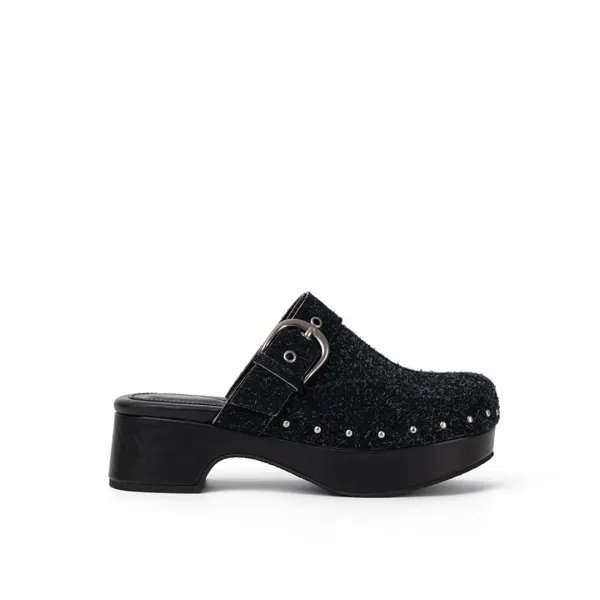 HAIRY RIVET CLOG / BLACK