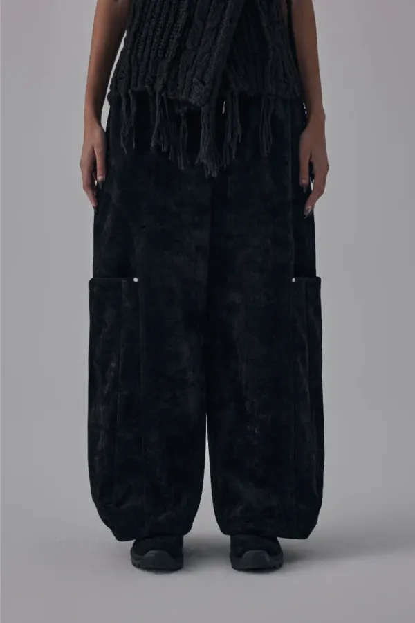 Brushed Cargo Stripe Pants [ Black ]
