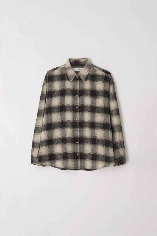 2nd/Fallen overfit check shirt (Black)