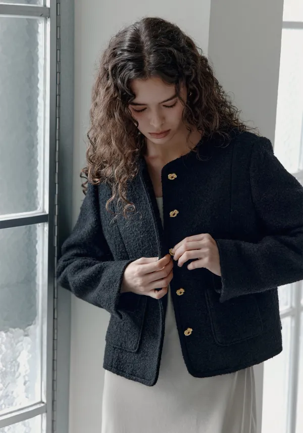 Italy Prazel Boucle Jacket (Black)