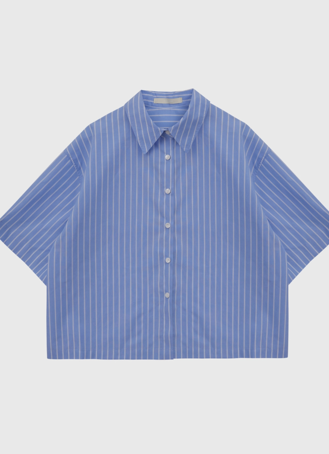 퀸스래빗 Stripe Half Sleeve Semi Crop Shirt_BLUE 상품 이미지 3
